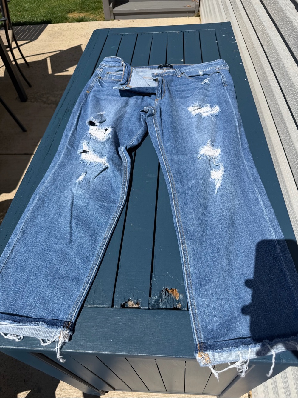 Just USA Ripped Light Blue Cropped Ankle Jeans
